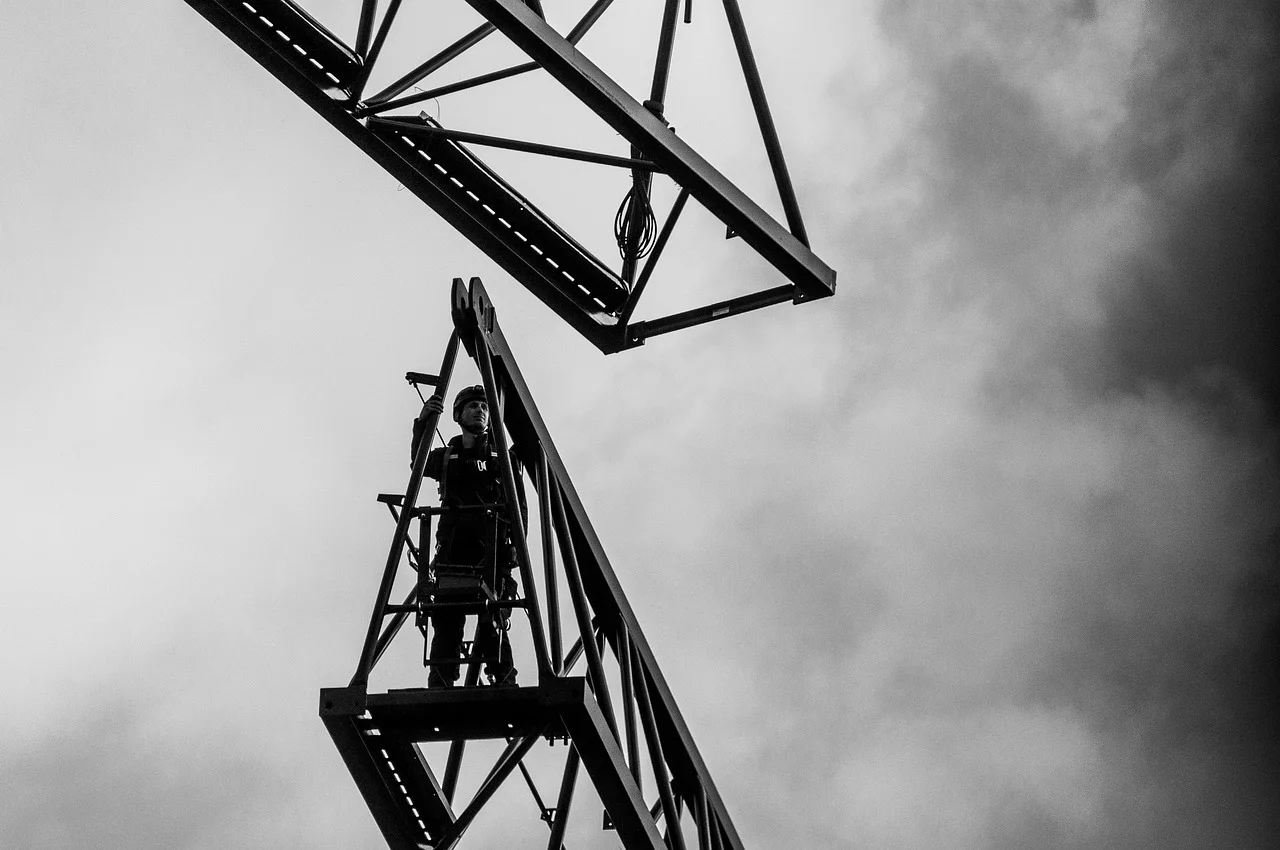 construction worker on crane