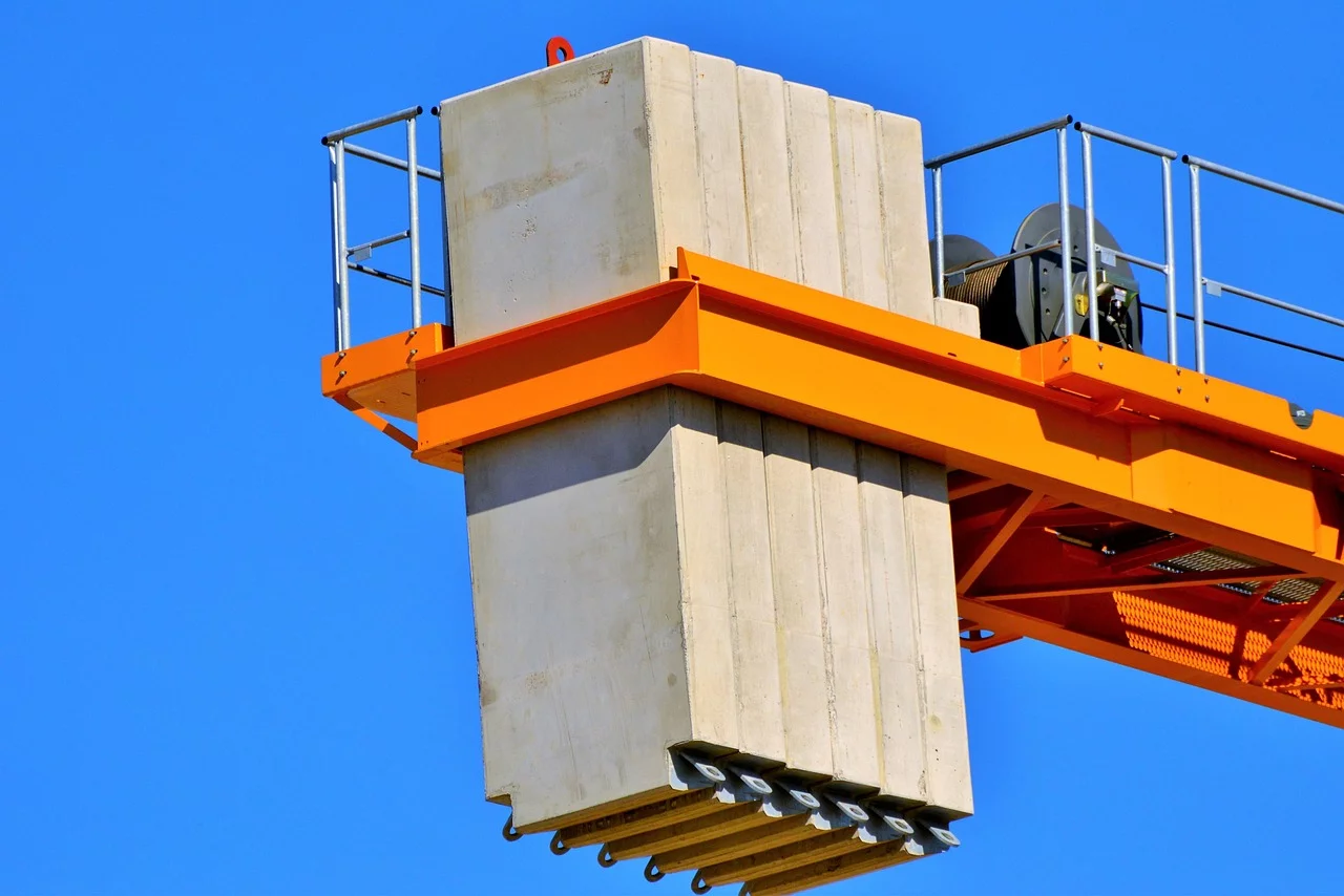 Crane with weights at end